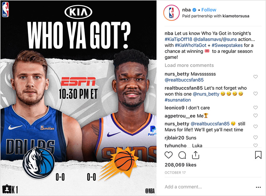 ejemplo de sorteo en Instagram entre dos marcas