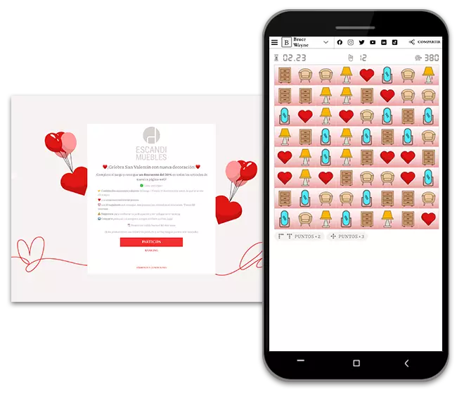 juego de combinaciones de San Valentín