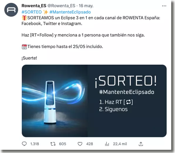 ejemplo de sorteo en twitter