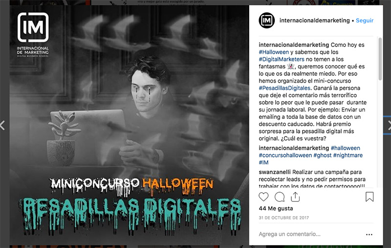 ejemplo de sorteo de halloween en instagram