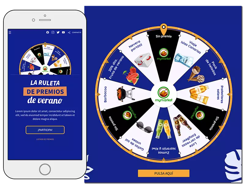 ejemplo de ruleta de premios para celebrar el día internacional del juego