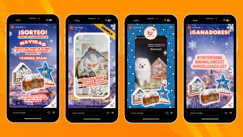 Ejemplo de sorteo de menciones en stories de kinder