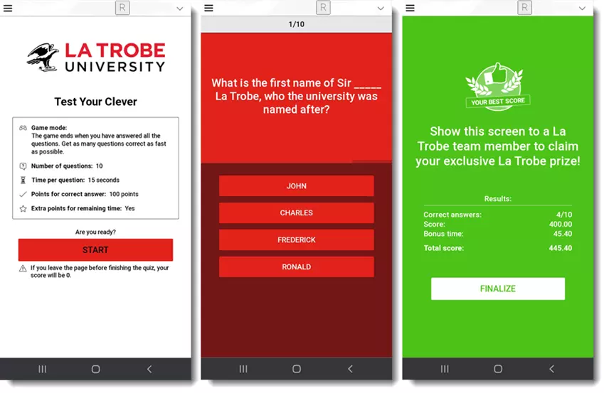 quiz de La Trobe University para generar leads