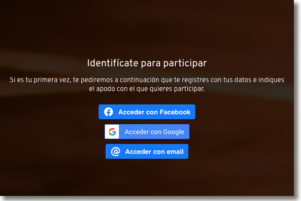 opciones de login en una quiniela multijornada