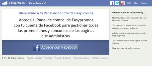 Easypromos - Acceso Panel de Control