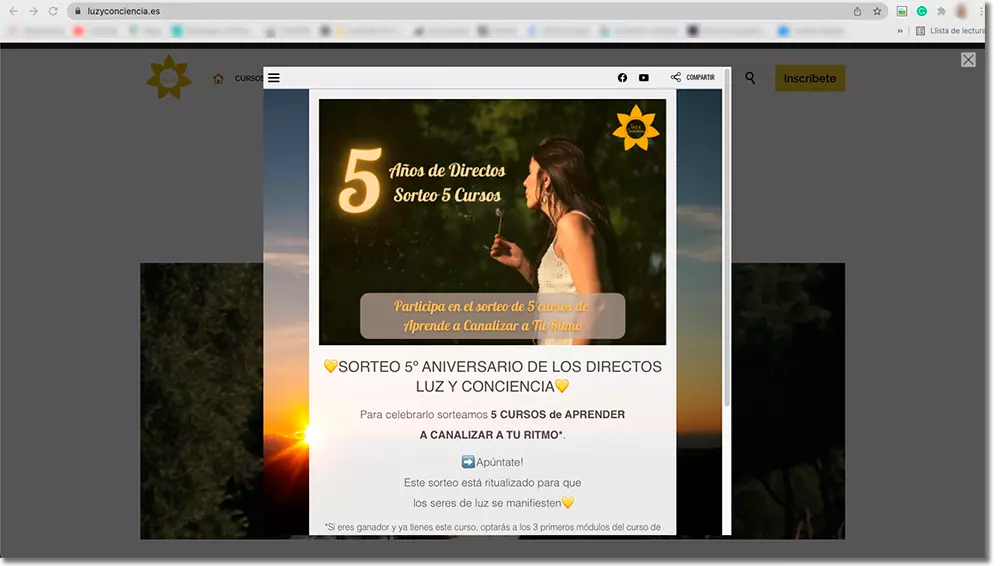 ejemplo de widget emergente de una promoción