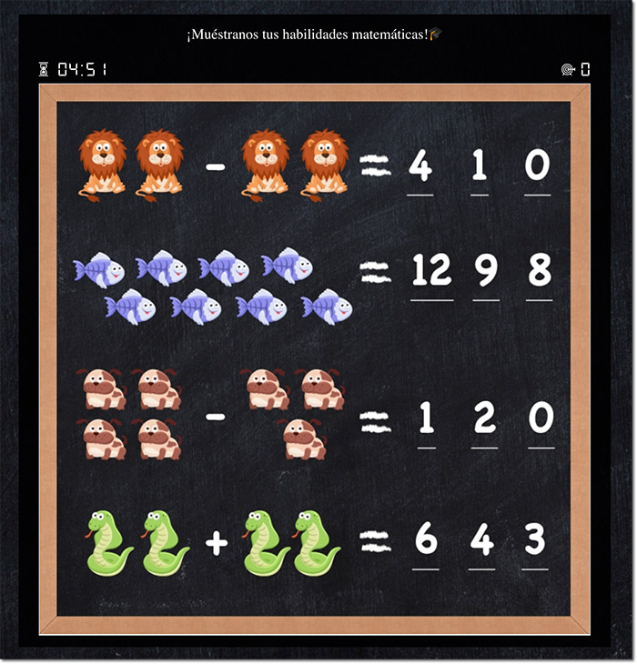 Ejemplo de juego de matemáticas