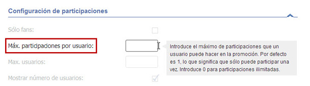 Easypromos - maximo participaciones por usuario