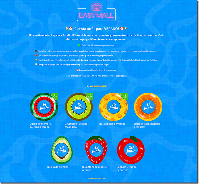 ejemplo de promoción multijuego para verano