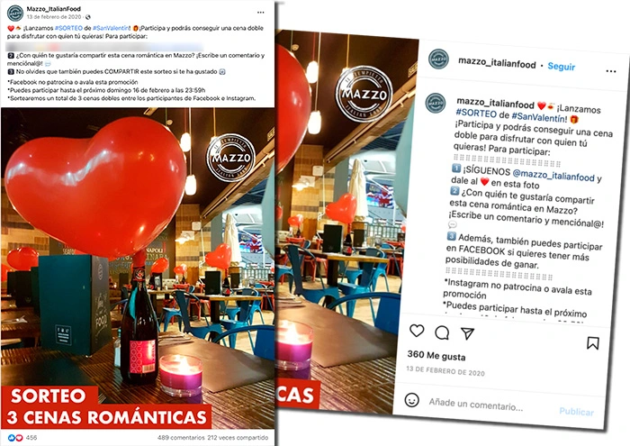 ejemplo de sorteo multired de san valentín