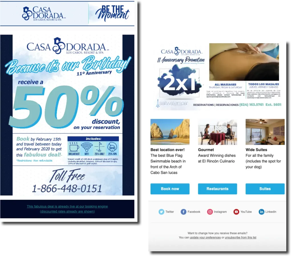 Newsletter with the promotion at the top
