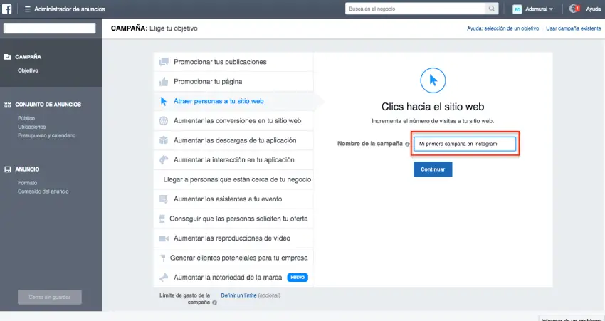nombre campaña