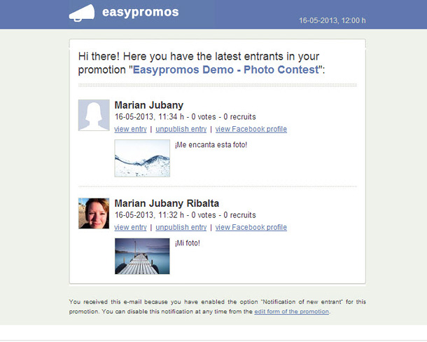 Easypromos - Notificacion nuevos usuarios