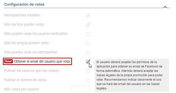 Easypromos - obtener email votantes
