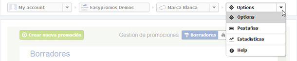 Easypromos - Opciones gestion promocion