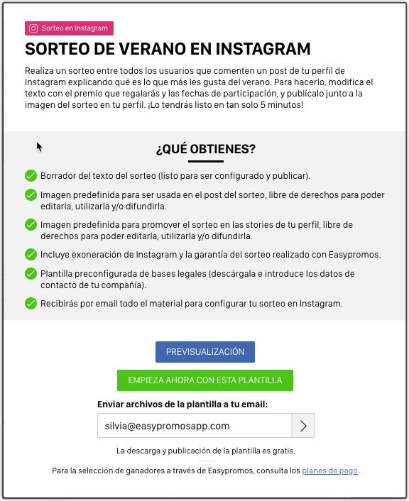 Utiliza Una Plantilla De Sorteo En Instagram Gratuita Easypromos