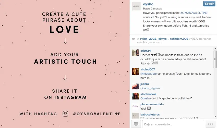 oysho san valentin concurso instagram