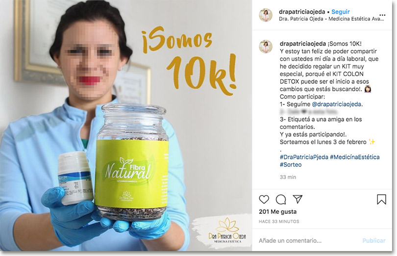 ejemplo de sorteo para hacer crecer una marca personal