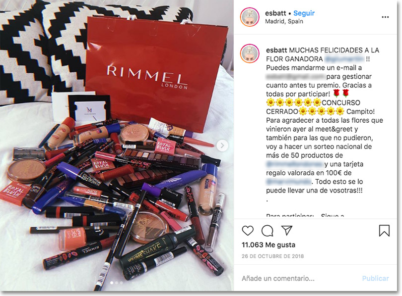 ejemplo de sorteo en instagram para potenciar la marca personal