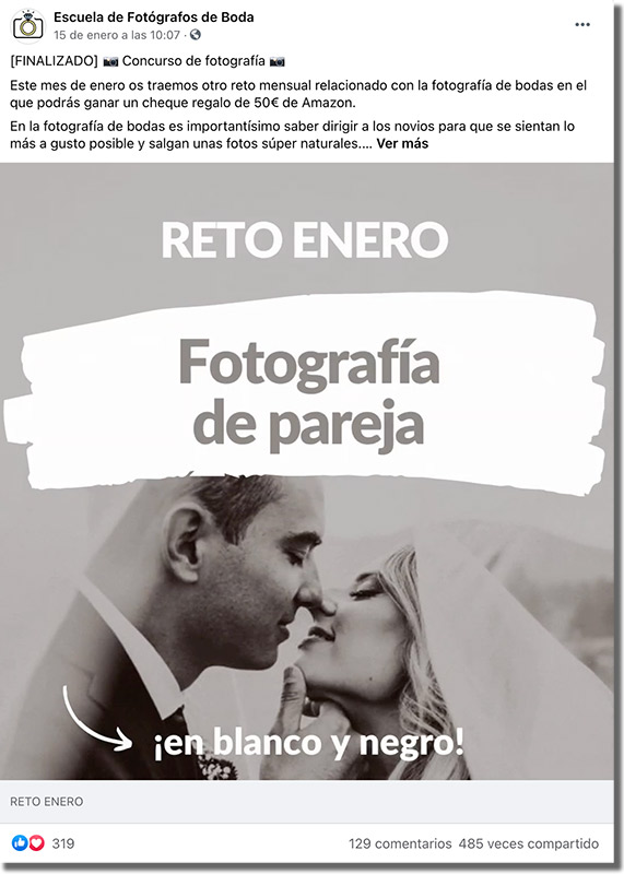ejemplo de un concurso de fotos en Facebook