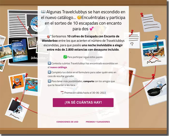 Ejemplo de juego para llevar tráfico al nuevo catálogo digital de Travel Club