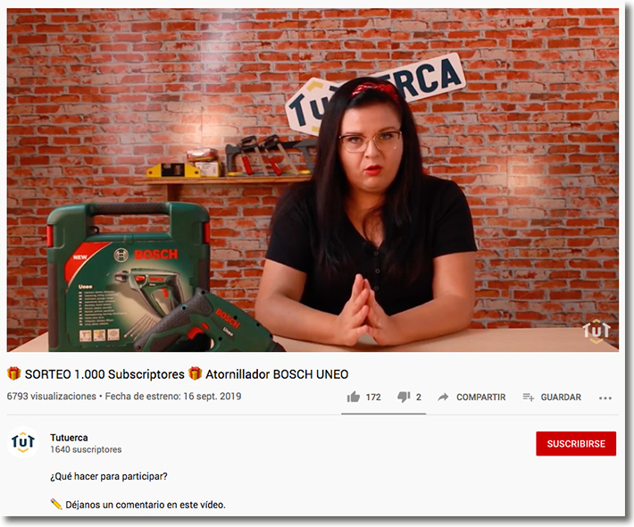 ejemplo de promoción de un producto en YouTube
