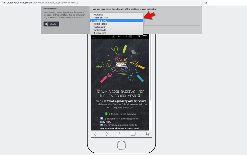 previsualizar app promocional según dispositivos