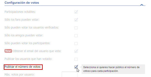 Easypromos - publicar numero de votos