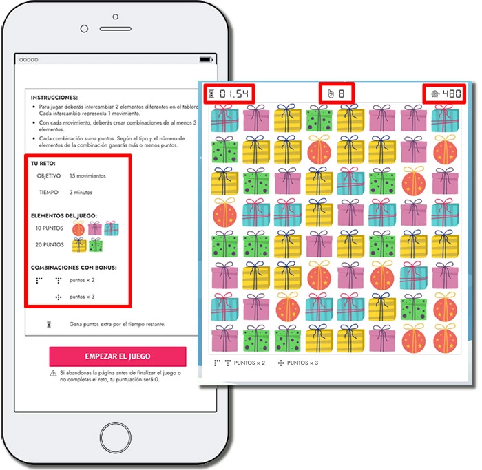 características de un juego de combinaciones personalizado