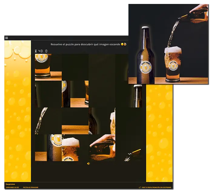 ejemplo de puzzle online para promocionar un bar