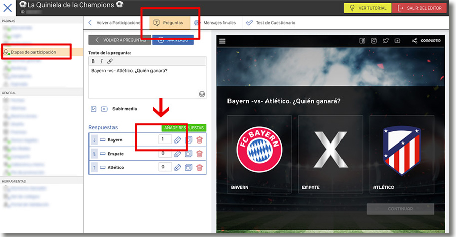 configuración quiniela multijornada