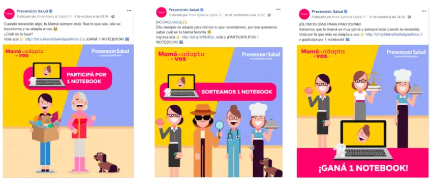 ejemplo de publicaciones en redes de una campaña para el Día de la Madre