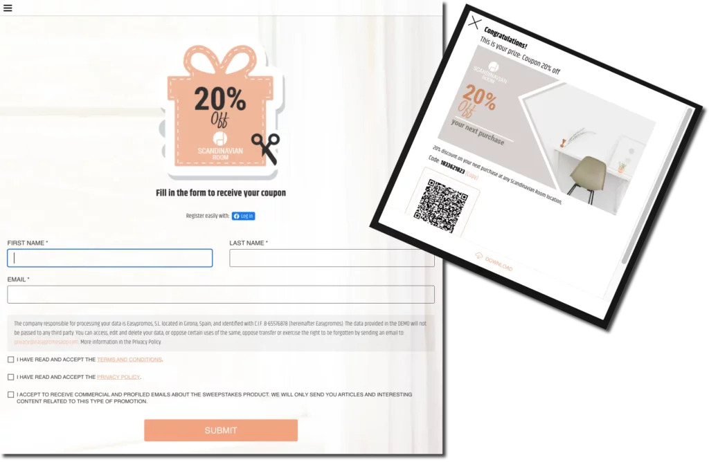 Register and win dynamic to distribute prizes