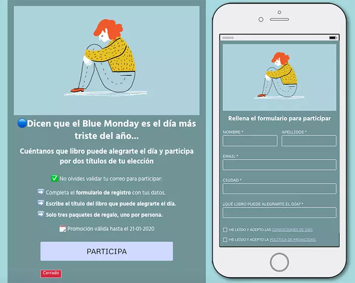 ejemplo de sorteo con registro del día más triste del año