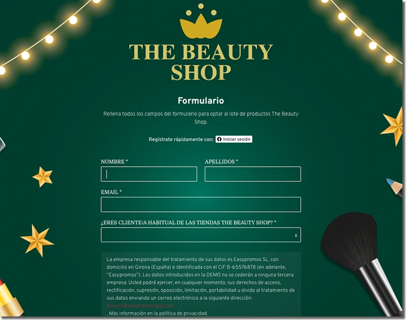ideas de marketing interactivo para navidad: sorteo con registro