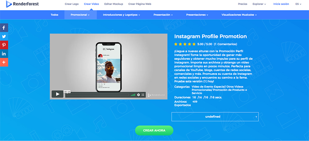 ejemplo editor de videos Renderforest