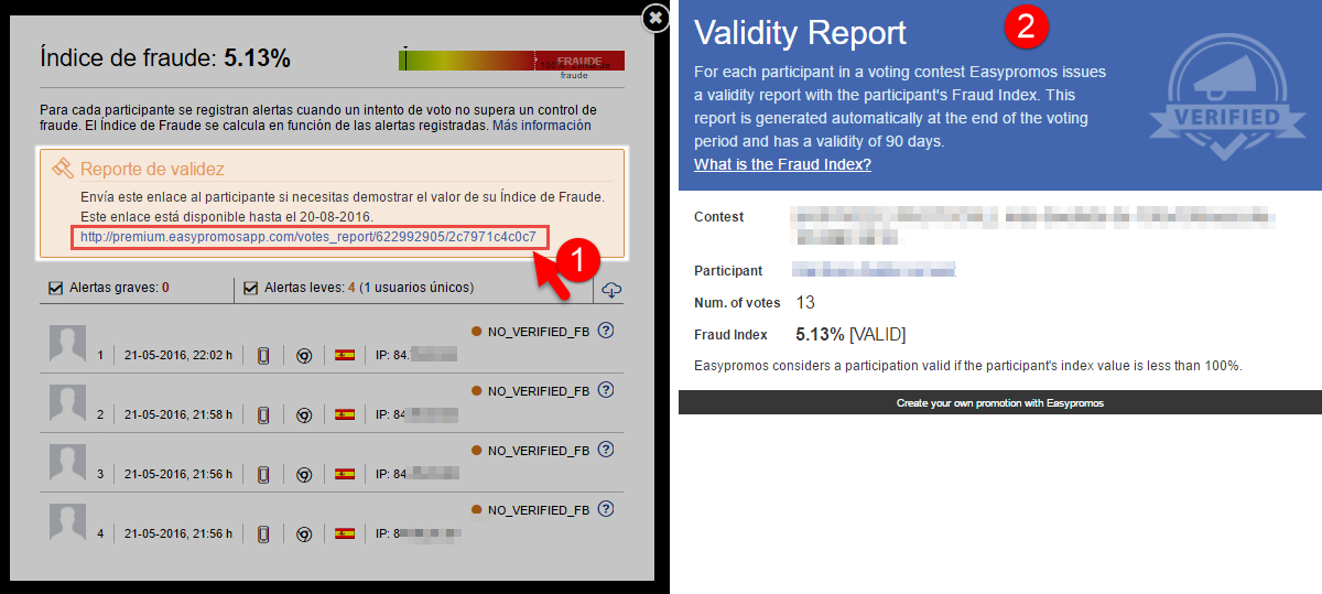 reporte de validez