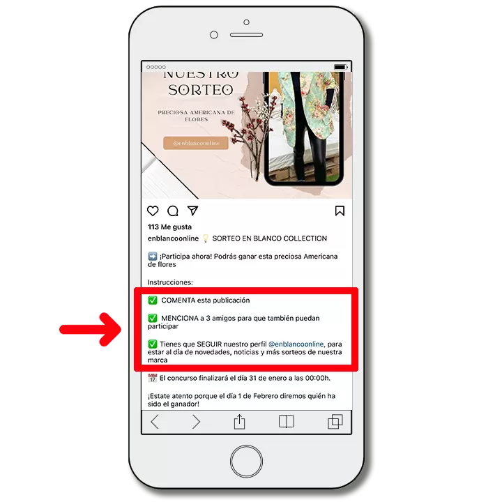 ejemplo de sorteo en instagram: requisitos