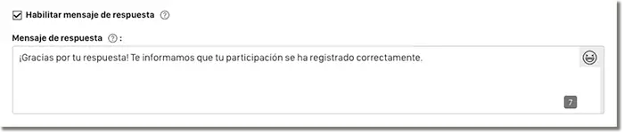 Opción de mandar respuesta automática a los participantes.