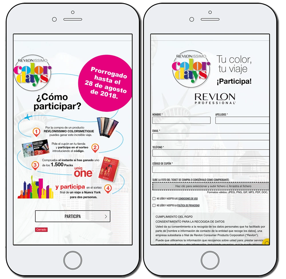 ejemplo de promoción con código para participar en un sorteo