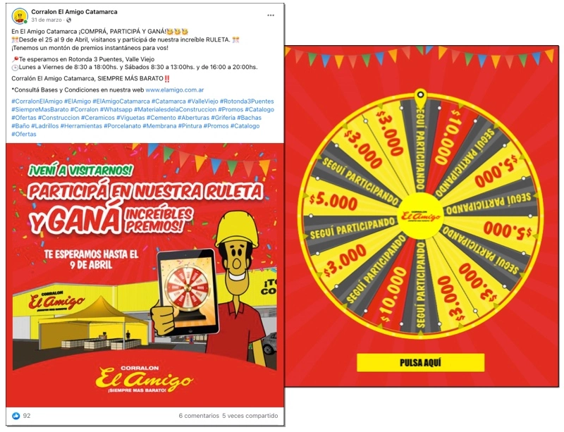 ejemplo de ruleta promocional exclusiva para clientes