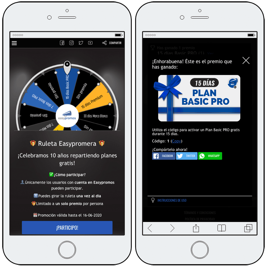 ruleta premios momento ganador