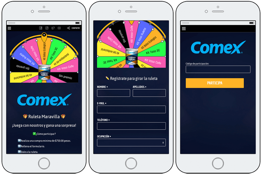 ruleta con requisito validar código