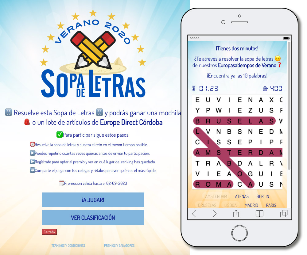 ejemplo de juego para captar datos a través del móvil