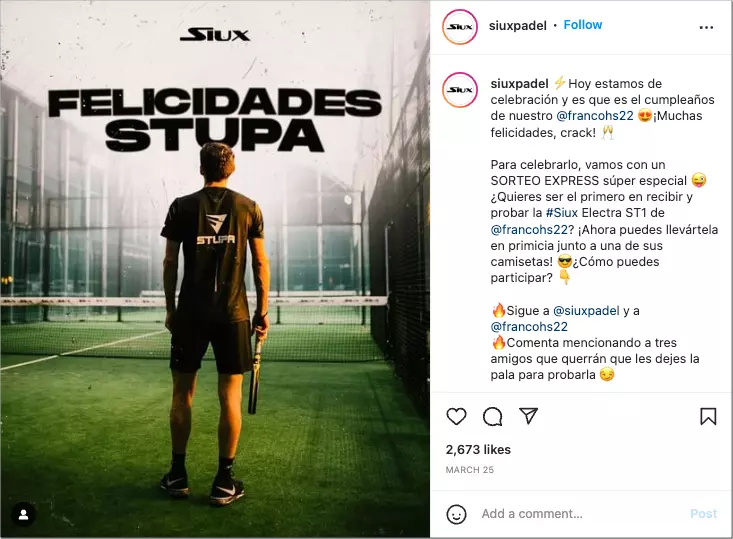 idea de sorteo en instagram en motivo del cumpleaños de un colaborador famoso