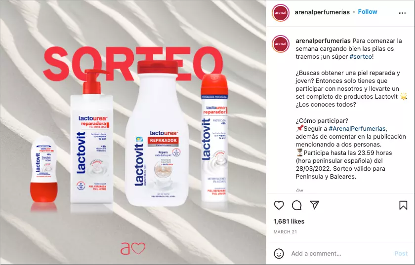 sorteo en IG para empezar semana