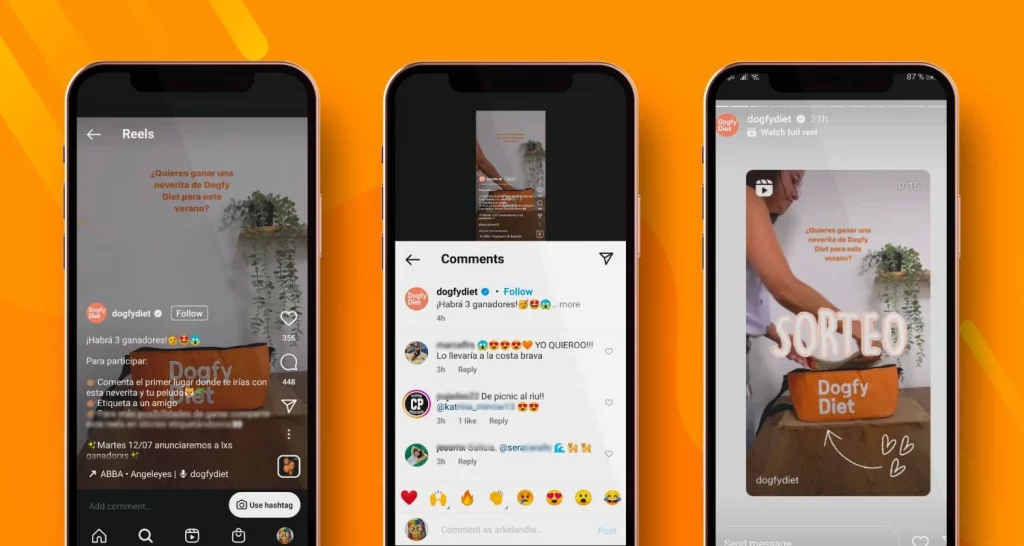 ejemplos sorteo instagram reels con difusion story