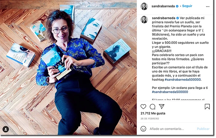 ejemplo de sorteo de un libro en instagram
