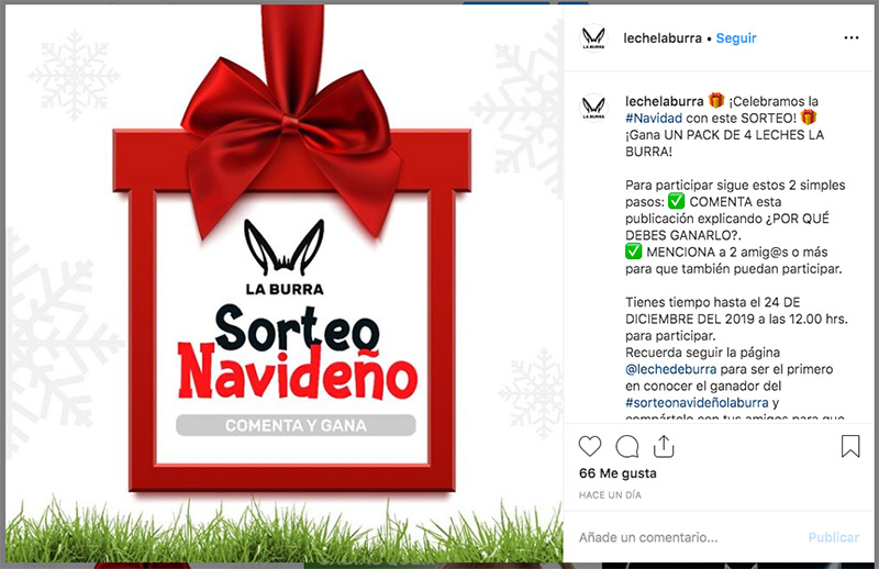 sorteo en instagram para fomentar el recuerdo de marca