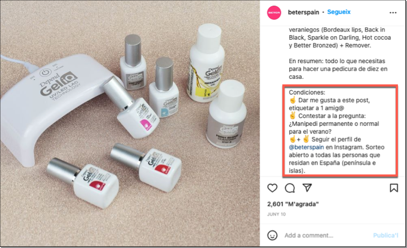 sorteo en Instagram con requisitos seguidores